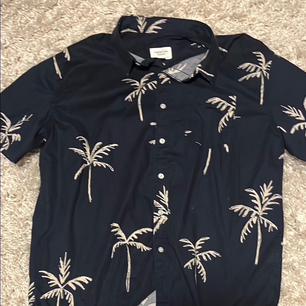 Nautica Men's Navy Palm Tree Print Shirt